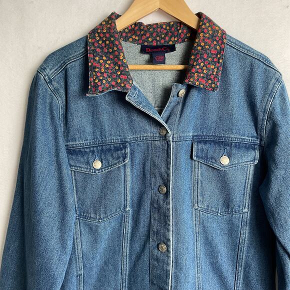 Denim and Co Womens Patchwork Denim Corduroy Jacket Large - Picture 6 of 11